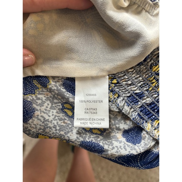 Rachel Roy‎ Floral Blouse Sleeveless Smocked Waist V-Neck Top Size L - Picture 4 of 5